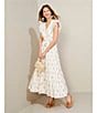 A Loves A Floral Metallic Striped Print Surplice V-Neck Short Ruffled Sleeve Tiered Maxi Dress, Color:Ivory - Image 3