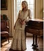 A Loves A Floral Print Collared Long Sleeve Belted Tiered Maxi Dress - Image 5