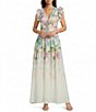 A Loves A Floral Print V-Neck Flutter Cap Sleeve A-Line Flounce Maxi Dress - Image 1