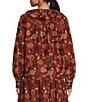 A Loves A Floral Print Woven Ruffled Platter Collar Long Balloon Sleeve Coordinating Button Front Blouse, Color:Rouge - Image 2