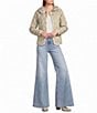 A Loves A Floral Printed Collared Scoop Neck Long Sleeve Reversible Quilted Jacket - Image 5