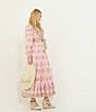 A Loves A Floral Printed Long Sleeve V-Neck Self Tie Maxi Dress, Color:Pink/Multi - Image 6