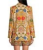 A Loves A Floral Woven Notch Lapel Linen Blend Long Sleeve Button Front Mid Length Coordinating Blazer, Color:Sunflower Multi - Image 3