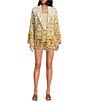 A Loves A Floral Woven Notch Lapel Long Sleeve Button Front Mid Length Coordinating Blazer, Color:Ivory/Multi - Image 3