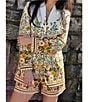 A Loves A Floral Woven Notch Lapel Long Sleeve Button Front Mid Length Coordinating Blazer, Color:Ivory/Multi - Image 6