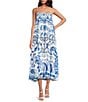 A Loves A Floral Woven Spaghetti Strap Square Neck Shift Flounce Midi Dress, Color:Blue Multi. - Image 1