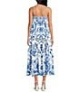 A Loves A Floral Woven Spaghetti Strap Square Neck Shift Flounce Midi Dress, Color:Blue Multi. - Image 2