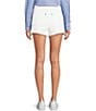 Color:White - Image 2 - High Rise Frayed Hem Stretch Denim Cut Off Shorts