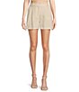 Color:Taupe - Image 1 - High Rise Pleated Linen Coordinating Shorts
