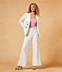 Color:Ivory - Image 6 - High Rise Wide Leg Gold Button Coordinating Sailor Jeans