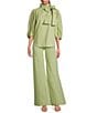 A Loves A High Rise Wide Leg Patch Pocket Utility Jeans, Color:Antique Jade - Image 3