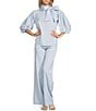 A Loves A High Rise Wide Leg Patch Pocket Utility Jeans, Color:Cloud Blue - Image 3