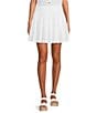 Color:White - Image 1 - High Waisted Pleated Linen Coordinating Mini Skirt