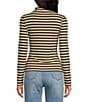 A Loves A Horizontal Stripe Print Stretch Knit Turtleneck Long Sleeve Tee - Image 2