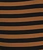 A Loves A Horizontal Stripe Print Stretch Knit Turtleneck Long Sleeve Tee, Color:Camel/Black - Image 5