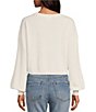 Color:Cream - Image 2 - Knit V-Neck Long Balloon Sleeve Sweater
