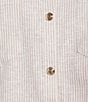 A Loves A Linen Stripe Point Collar Short Bubble Sleeve Button Front Shirt, Color:Tan - Image 4