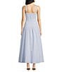 A Loves A Linen Stripe Sweetheart Neck Tank Strap Button Front Tie Drop Waist Flounce A-Line Midi Dress, Color:Ice Blue - Image 2