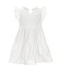 A Loves A Little Girls Eyelet Ruffle Cap Sleeve A-Line Tiered Dress, Color:White - Image 1