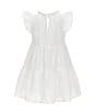 A Loves A Little Girls Eyelet Ruffle Cap Sleeve A-Line Tiered Dress, Color:White - Image 2