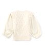 A Loves A Little Girls Long Sleeve Mixed Media Sweater, Color:Ivory - Image 2