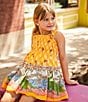 A Loves A Little Girls Square Neck Sleeveless Smocked Dress, Color:Marigold Multi - Image 6