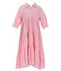 Color:Soft Pink - Image 1 - Little Girls 2T-6X Balloon Sleeve A-Line Midi Dress