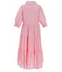 Color:Soft Pink - Image 2 - Little Girls 2T-6X Balloon Sleeve A-Line Midi Dress