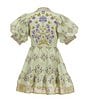 A Loves A Little Girls Bubble Sleeve Floral Dress, Color:Antique Jade Multi - Image 2