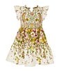 A Loves A Little Girls 2T-6X Floral Ruffle Cap Sleeve A-Line Tiered Dress, Color:Ivory Multi - Image 1