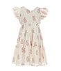Color:Ivory - Image 2 - Little Girls 2T-6X Family Matching Flutter Sleeve Maxi Dress