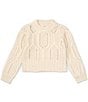 Color:Cream - Image 1 - Little Girls 2T-6X Long Sleeve Cable Sweater