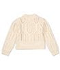 Color:Cream - Image 2 - Little Girls 2T-6X Long Sleeve Cable Sweater