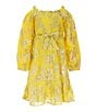 A Loves A Little Girls Long Sleeve Tiered Floral Lurex Midi Dress, Color:Daisy - Image 1