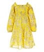 A Loves A Little Girls Long Sleeve Tiered Floral Lurex Midi Dress, Color:Daisy - Image 2
