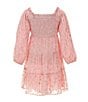 A Loves A Little Girls Long Sleeve Tiered Lurex Midi Dress, Color:Blush - Image 2