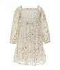 A Loves A Little Girls Long Sleeve Tiered Lurex Midi Dress, Color:Winter White - Image 1