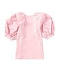 Color:Blush - Image 2 - Little Girls 2T-6X Puff Sleeve Pullover Blouse