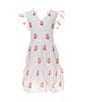 Color:Rose Coral - Image 1 - Little Girls 2T-6X Family Matching Ruffle Cap Sleeve Embroidered A-Line Tiered Dress
