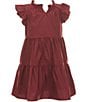 A Loves A Little Girls Ruffle Short Sleeve A-Line Tiered Dress, Color:Burgundy - Image 1