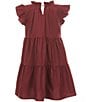 A Loves A Little Girls Ruffle Short Sleeve A-Line Tiered Dress, Color:Burgundy - Image 2