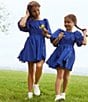 Color:French Blue - Image 3 - Little Girls 2T-6X Family Matching Short Balloon Sleeve Dress