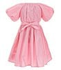 Color:Soft Pink - Image 2 - Little Girls 2T-6X Short Bubble Sleeve Midi Dress