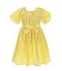 Color:Daffodil - Image 1 - Little Girls 2T-6X Short Bubble Sleeve Midi Dress