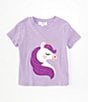 Color:Lavender - Image 1 - Little Girls 2T-6X Short Sleeve Glitter Unicorn T-Shirt