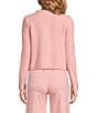 A Loves A Long Sleeve Button Cuff Crew Neck Front Pocket Cardigan, Color:Light Pink - Image 2