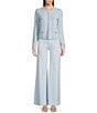 A Loves A Long Sleeve Button Cuff Crew Neck Front Pocket Cardigan, Color:Cloud Blue - Image 3