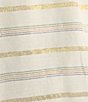 Color:Ivory/Gold/Multi - Image 4 - Metallic Striped Print Ruffled Mock Neck Long Sleeve Pintuck Blouse