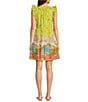 Color:Pistachio/Multi - Image 2 - Mixed Split V-Neck Ruffle Cap Sleeve Tiered Printed Mini Dress