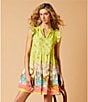 Color:Pistachio/Multi - Image 4 - Mixed Split V-Neck Ruffle Cap Sleeve Tiered Printed Mini Dress
